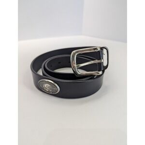 Georgia Bulldogs Leather Belt Size 38 Black Genuine Leather Silver G Logo UGA